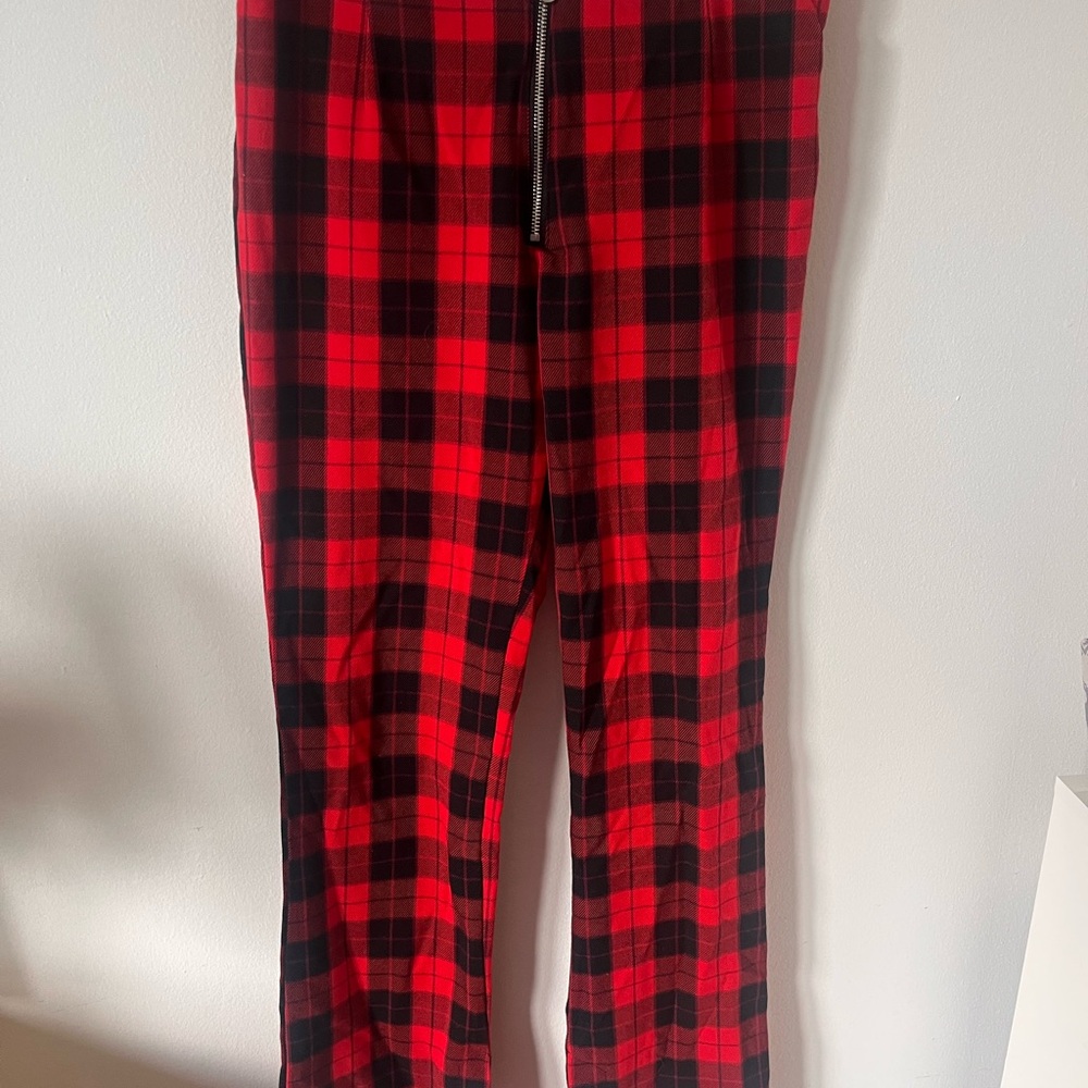 Ladies red and black plaid pants
